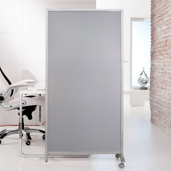 Parete divisoria in policarbonato e acciaio Dimensioni 80x40xh 170 cm con I pannelli sono accostabili magneticamente. Ruote grigio chiaro