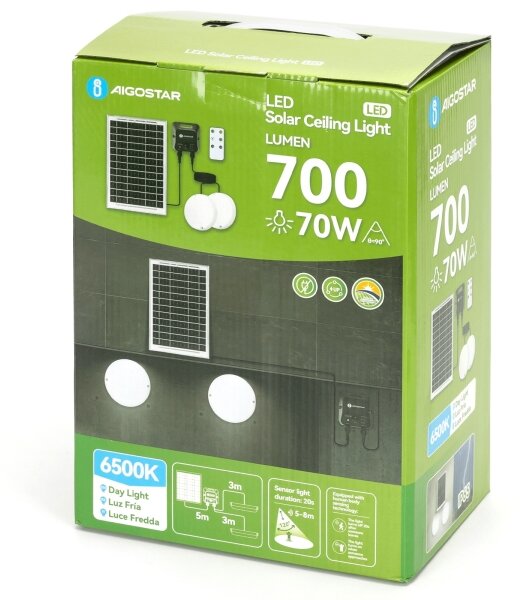 Aigostar - Plafoniera solare a LED 2x LED/35W/3,7V 6000 mAh IP65 + telecomando