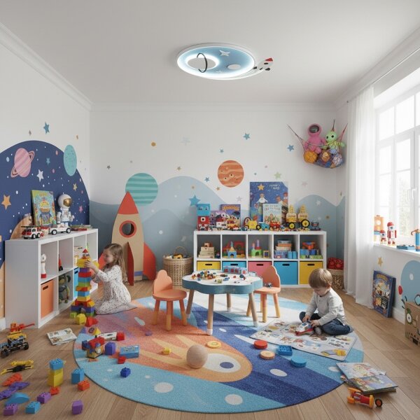 Brilagi -LED Plafoniera LED per bambini STARSHIP LED/64W/230V 3000/4500/6000K blu