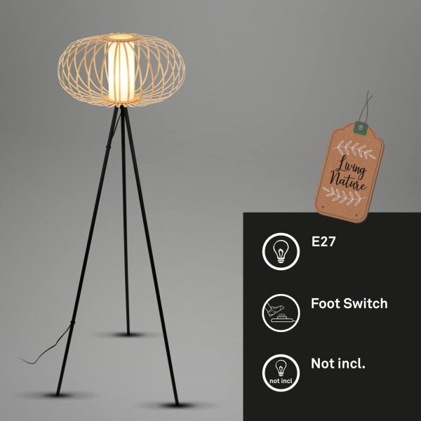 Briloner 1759011 - Lampada da terra 1xE27/10W/230V bambù/nera