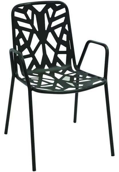 Sedie da giardino Set 2 impilabili CON BRACCIOLI FANCY 2 in acciaio pre-zincata Verniciatura poliestere, 52x59xh83 cm, peso 5,4 kg, prodotto in italia, 100 x 100 riciclabile colore bianco