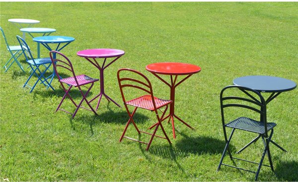 Set 2 sedie da giardino Flipper in acciaio e verniciatura poliestere, 42x52xh81 cm, peso 4.1 kg, prodotto in italia, 100 x 100 riciclabile