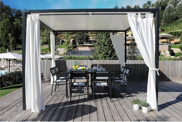 Tavolo Da Giardino impilabile DORIO Dimensioni 138x138xh75 cm - Peso 19,4 kg struttura in acciaio trattato antiruggine 100x100 riciclabile colore grigio antracite