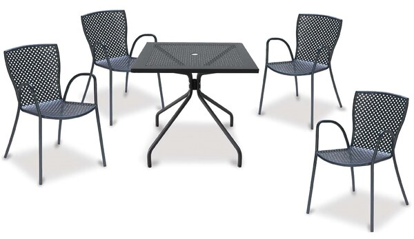 Sedie da giardino Set 2 impilabili CON BRACCIOLI SONIA 2 in acciaio pre-zincata Verniciatura poliestere, 65x55xh112 cm, peso 5,7 kg, prodotto in italia, 100 x 100 riciclabile colore bianco