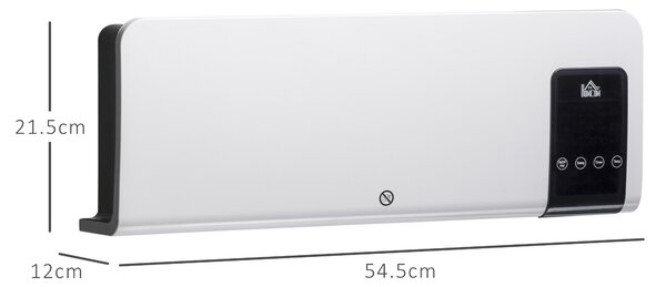 HOMCOM Termoventilatore da Parete Oscillatorio per Casa e Ufficio con Timer 24h e 2 Modalità di Riscaldamento, 54.5x12x21.5 cm, Bianco