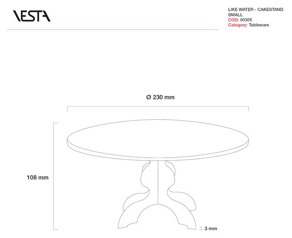 ALZATA PICCOLA LIKE WATER in cristallo acrilico diametro 23xh10,8 cm spessore 4 mm trasparente