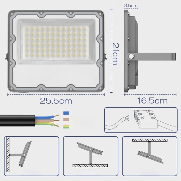 Proiettore LED da esterno LED/100W/230V 4500K IP65 grigio