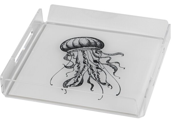 Vassoio quadrato like water mini jellyfish, dimensioni h20x20x4 cm, spessore 5 mm
