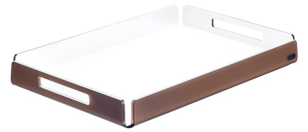 Vassoio small in cristallo acrilico like water ice, dimensioni 32x22xh3,5 cm, peso 0,44 kg, spessore 5 mm colore Marrone satinato