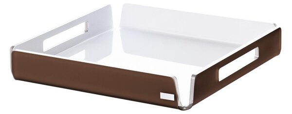 Vassoio quadrato Mini Like Water dimensioni 20x20xh4 cm, spessore 5 mm adatto a servire dolci, aperitivi e portate Marrone satinato