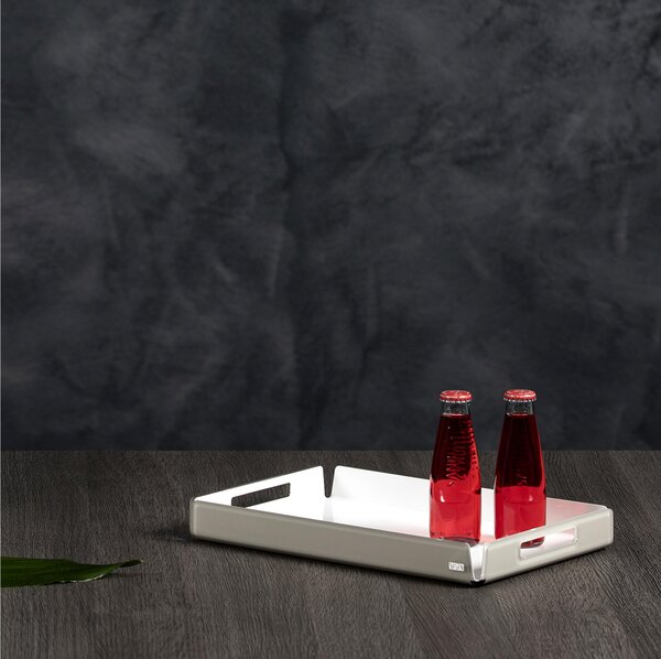 Vassoio small in cristallo acrilico like water ice, dimensioni 32x22xh3,5 cm, peso 0,44 kg, spessore 5 mm colore tortora Satinato