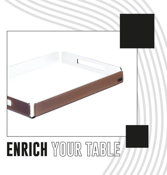 Vassoio small in cristallo acrilico like water ice, dimensioni 32x22xh3,5 cm, peso 0,44 kg, spessore 5 mm colore Marrone satinato