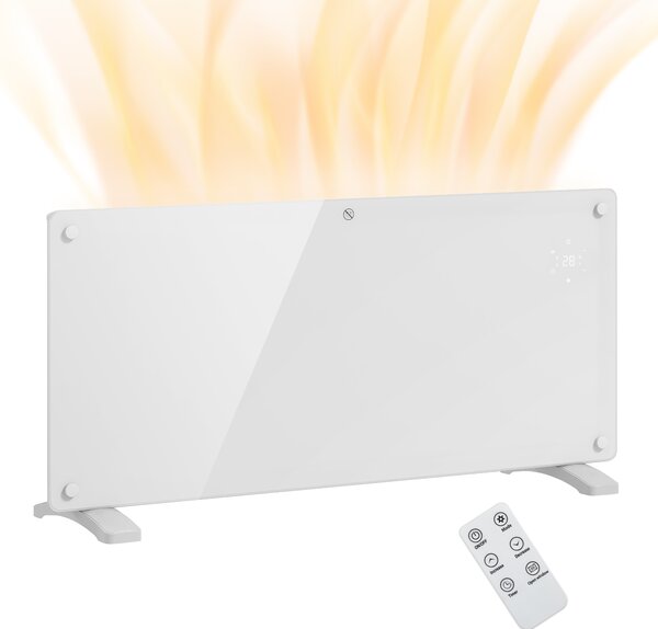 HOMCOM Stufetta Elettrica a Convezione 2000W Temperatura Regolabile, Riscaldatore con Telecomando, Timer 24h e Settimanale, Bianco | Aosom Italy