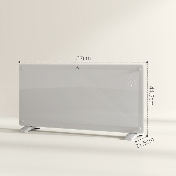 HOMCOM Stufetta Elettrica a Convezione 2000W Temperatura Regolabile, Riscaldatore con Telecomando, Timer 24h e Settimanale, Bianco | Aosom Italy