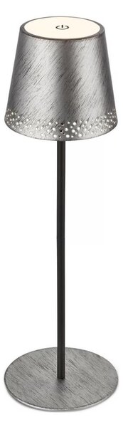 Brilo - Lampada da tavolo ricaricabile a LED a sfioramento KIKI, LED 2,6W/5V, IP44, batteria 2600 mAh, argento