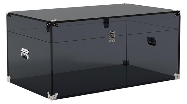 Baule in Cristallo acrilico con finiture e cerniere in acciaio cromato Houdini 80x40x 40 h cm Spessore 10 mm colore fum� trasparente