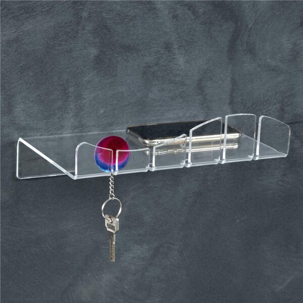 Mensola in cristallo acrilico trasparente portachiavi KEYHOLDER SHELF 30x20xh12 cm -Spessore 5 mm da in cristallo acrilico trasparente