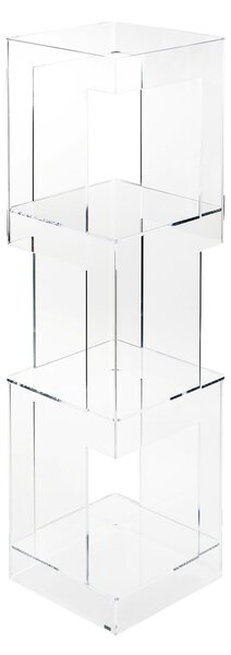 Libreria in cristallo acrilico design moderno 26x26x h100 cm, peso 7 Kg, design moderno e minimal, in cristallo acrilico trasparente