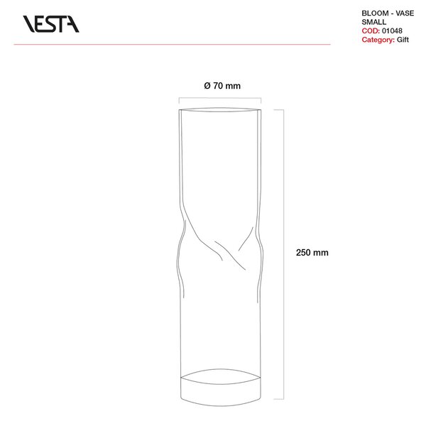 Vaso Portafiori di arredo in cristallo acrilico Bloom Small diametro 7xh25 cm contenitore trasparente incolore, spessore 5 mm colore blue dune