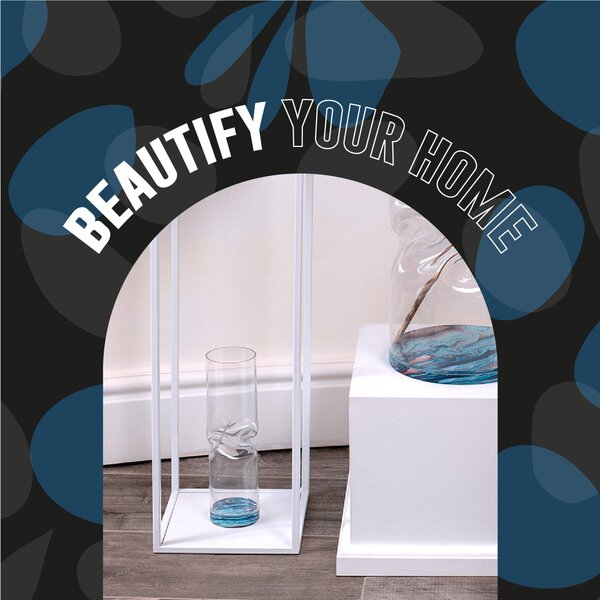 Vaso Portafiori di arredo in cristallo acrilico Bloom Small diametro 7xh25 cm contenitore trasparente incolore, spessore 5 mm colore blue dune