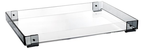 Vassoio rettangolare in cristallo acrilico Grande dimensioni 46x32xh4,5 cm, spessore 5 mm colore fum�