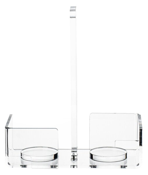 Porta bicchieri doppio in plexiglas minerva linea moderna dimensioni 17,5x8,5xh 20,5 cm, spessore 8 mm colore trasparente