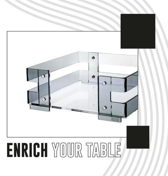 Portatovaglioli in plexiglas minerva linea moderna dimensioni 22,5x21,5xh8 cm, spessore 8 mm colore fum�