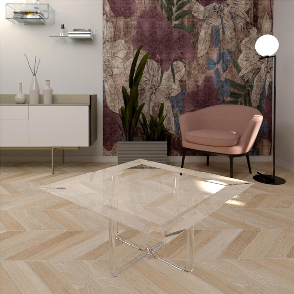 Tavolino quadrato Essence Forma svasata 65x65xh33cm - peso 9,12 kg realizzato in plexiglas Curvato a Caldo Spessore 15/20 mm