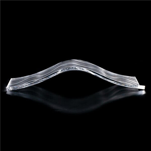 Lampada da tavolo Design HILL dalle linee ondulate 42x11xh 8 cm Lampada leggera dalla luce soffusa illuminata con una strip led in cristallo acrilico