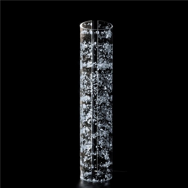 Lampada da terra, Wave realizzata con un�unica lastra di cristallo acrilico piegata a mano dimensioni 25x25xh 120 cm, spessore 10 mm foglie Argento