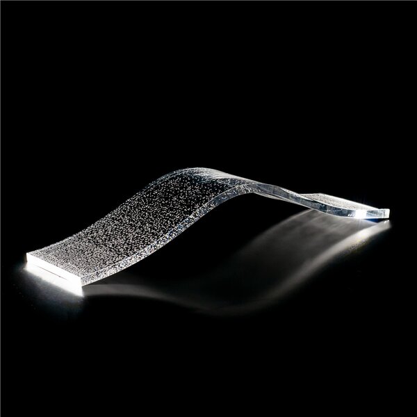 Lampada da tavolo Design HILL dalle linee ondulate 42x11xh 8 cm Lampada leggera dalla luce soffusa illuminata con una strip led in cristallo Acrilico