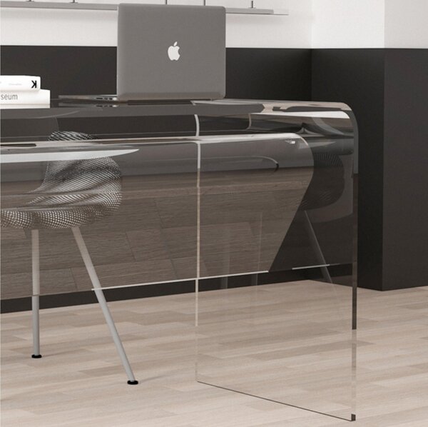 Scrivania Porta Computer BIG desk 10 mm 140x60xh72 cm in cristallo acrilico con ripiano a doppio spessore 20 mm trasparente
