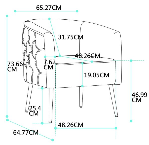 Sedia a secchiello confortevole con decorazioni a bottoni, Beige