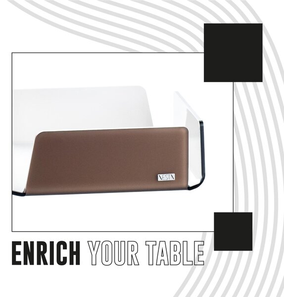 Portatovaglioli big like water satin brown white, dimensioni 21,5x21,5xH7,5 cm, peso 0,63 kg, spessore 8 mm colore marrone satinato interno bianco