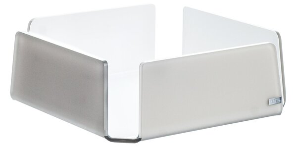 Portatovaglioli in cristallo acrilico big like , dimensioni 21,5x21,5xH7,5 cm, peso 0,63 kg, spessore 8 mm colore Tortora satinato interno bianco