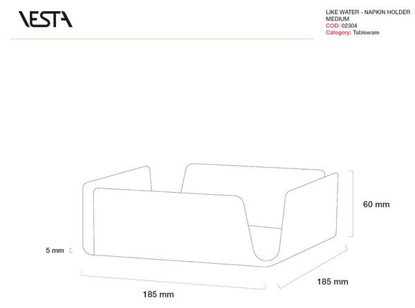 Portatovaglioli Orizzontale in Plexi Medio LIKE WATER 18,5x18,5xh6 cm bicolore marrone Satinato