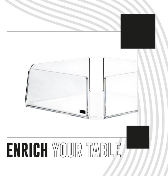 Portatovaglioli Orizzontale in Plexi Grande LIKE WATER 21,5x21,5xh7,5 cm Trasparente