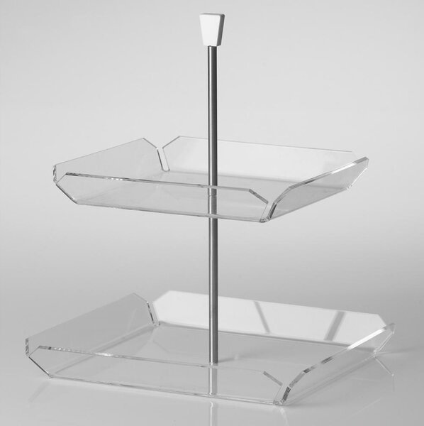 Alzata Due Piani in Plexi Trasparente LIKE WATER 26,5x26,5h34 cm