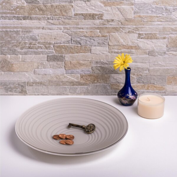 Vuotatasche circle taupe satin white, dimensioni �26x18xH3 cm, spessore 3 mm