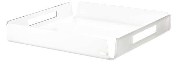 Vassoio quadrato in cristallo acrilico Piccolo Like water, Dimensioni 30x30xH5 cm, spessore 5 mm trasparente utile per tazzine pasticcini dolci aperitivi bianco satinato