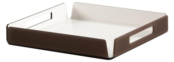Vassoio quadrato in cristallo acrilico Piccolo Like water, Dimensioni 30x30xH5 cm, spessore 5 mm trasparente utile per tazzine pasticcini dolci aperitivi Marrone satinato