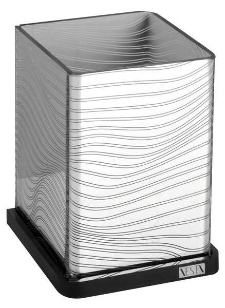 PORTAPENNE ALPHABET WAVES ARGENTO, 13.4x10H10 cm