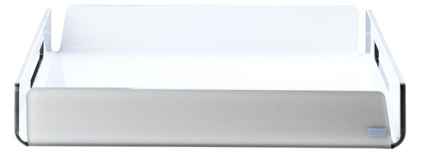 Vassoio quadrato in cristallo acrilico Piccolo Like water, Dimensioni 30x30xH5 cm, spessore 5 mm trasparente utile per tazzine pasticcini dolci aperitivi tortora satinato
