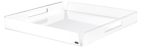 Vassoio quadrato in cristallo acrilico BIG Like water, Dimensioni 30x30xH5 cm, spessore 5 mm trasparente utile per tazzine pasticcini dolci aperitivi bianco satinato