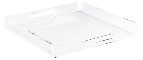 Vassoio quadrato in cristallo acrilico BIG Like water, Dimensioni 30x30xH5 cm, spessore 5 mm trasparente utile per tazzine pasticcini dolci aperitivi Trasparente