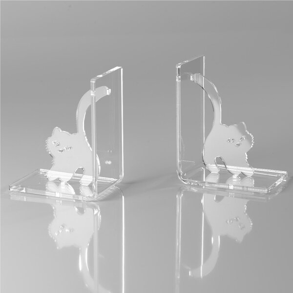 Fermalibro Coppia in Plexi Gatto PERSEIDE 15.5x10x19h cm Trasparente