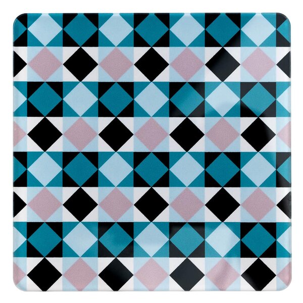 Sottobicchiere quadrato in plexiglas bicolore MODERN 10x10 cm colore in cristallo acrilico trasparente con base stampata; set da 6 pz