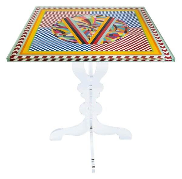 Tavolinetto Quadrato FOULARD DECOR diametro 50x50xh55 cm spessore 12 mm in plexiglass spessore 12 mm multicolor