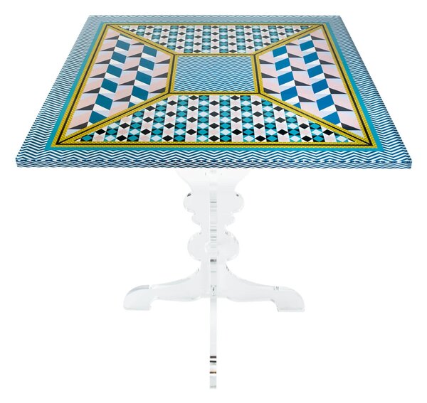 Tavolinetto Quadrato MODERN DECOR diametro 50x50xh55 cm spessore 12 mm in plexiglass spessore 12 mm multicolor