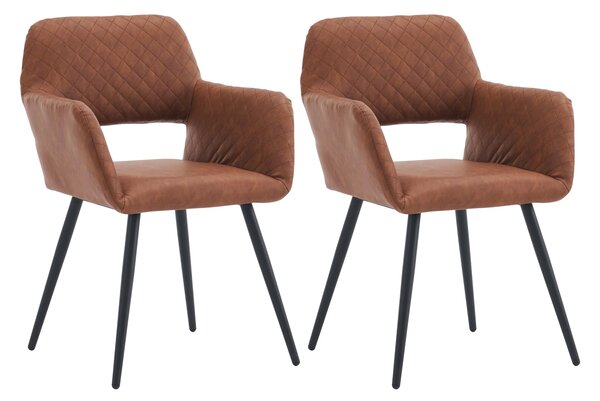 HOMCOM Set 2 Sedie Imbottite In Similpelle Marrone – Braccioli – Struttura Metallica – 60x56.5x85cm - 5